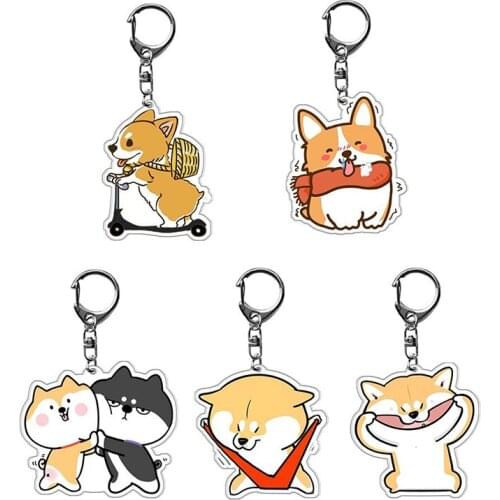 Cartoon dog acrylic keychain for men and women Cartoon dog pendant keychain for men and women jewelry exquisite gifts