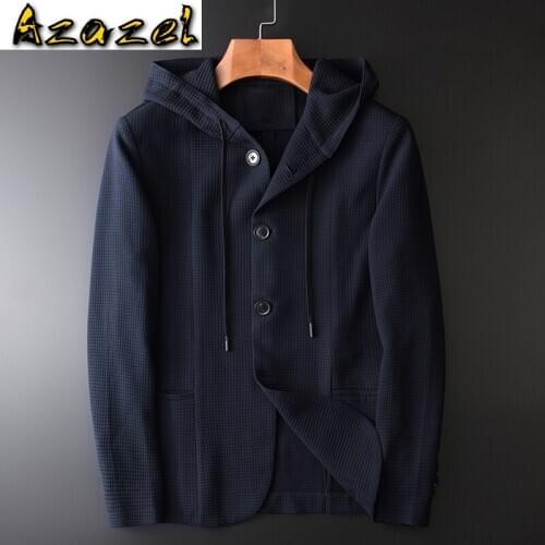Azazel Hooded Mens Jackets Luxury Solid Color 3d Knitted Mens Jackets And Coats Youth Man Business Leisure Slim Fit Man Coats