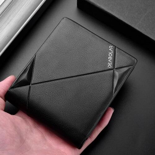 Mens Wallets Horizontal Mens Open Three-Fold Wallets Short Personalized Business Mens Wallets Multi-Functional Coin Purses