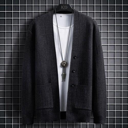 2021 New Sweatercoat Men Casual Knitted Cardigan Business Streetwear Long Sleeve Coat Outwear Fashion Jacket Brand Men Clothing