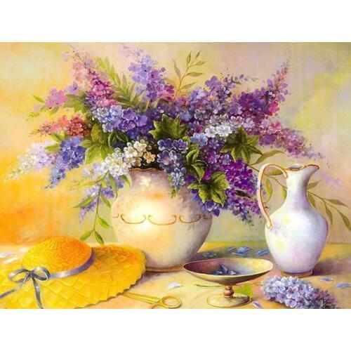 Embroidery Counted Cross Stitch Kits Needlework - Crafts 14 ct DMC DIY Arts Handmade Decor - Flowers in vase