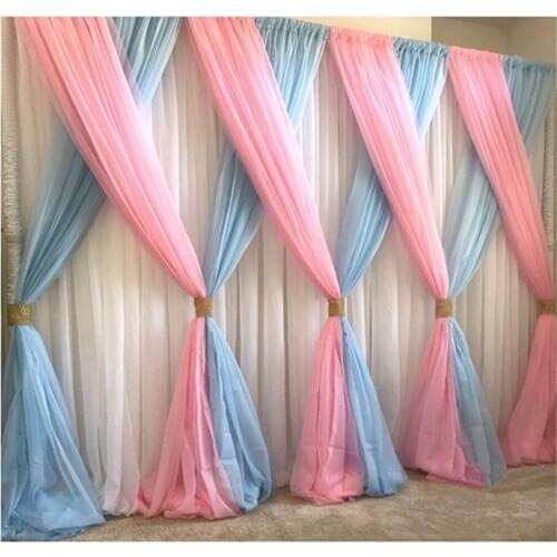 Lastest Style Hot pink with sky blue Wedding backdrop stage decoration background veil wedding decoration DHL free shipping