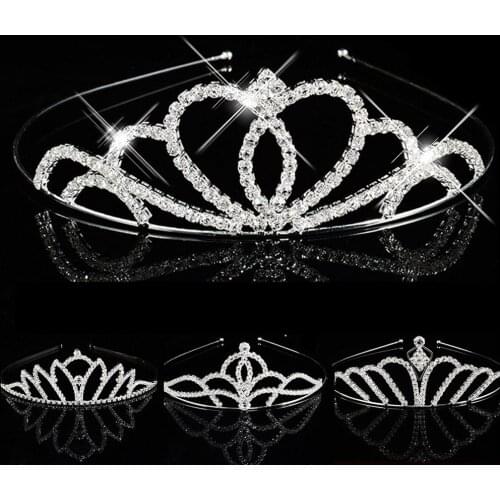 New Princess Girls Childrens Show Bridal Crown Rhinestone Tiara Wedding Accessori Bride Rhinestone Headband Hair Ornaments