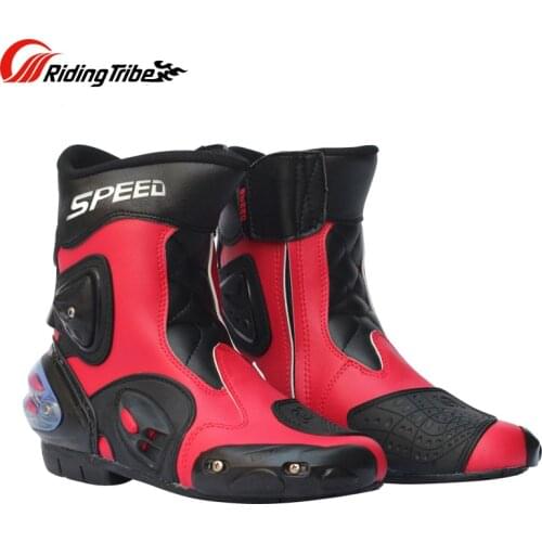 New Motorcycle Boots Microfiber Leather Bikers Motorbike Motocross Racing Shoes Motor Middle Boot