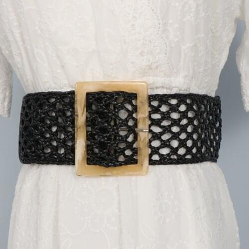 2021 New Design Wax Cord Weaving Waist Belt Women Hollow Out Adustable Knited Waistband Wide Corset Strap Femme Cinturon