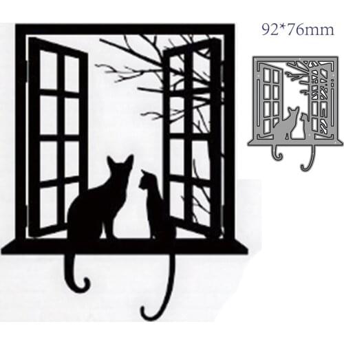 Window Cat Shape Metal Cutting Die DIY for Scrapbooking Decoration Crafts