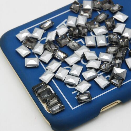 Wholesale 5 Sizes High Quality Rectangle Glass Crystal Gray/Black Diamond Color Pointback Rhinestones Strass For Jewelry Making