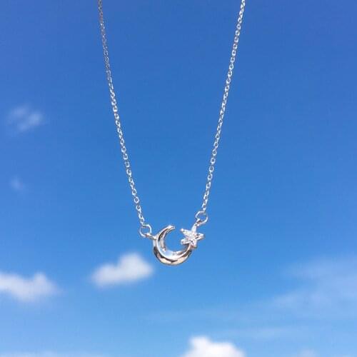 Fashion Charm Moon Star Necklaces Jewelry Silver Plated Choker Micro-Inlaid Clavicle Chain Temperament Female Necklace