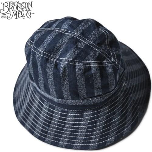 Bronson Bucket Flat Top Outdoor Fishing Hat Denim Fisherman Hats
