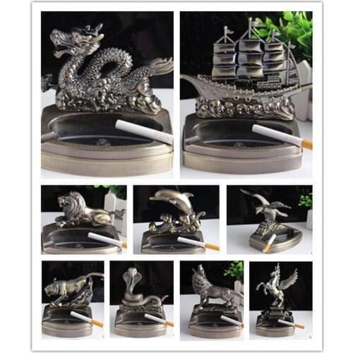 Retro Car Ashtray for car Creative luck Dragon Horse dolphin Cigarettes Ash Tray Ashtray Home Decoration Home Furnishing CL01090