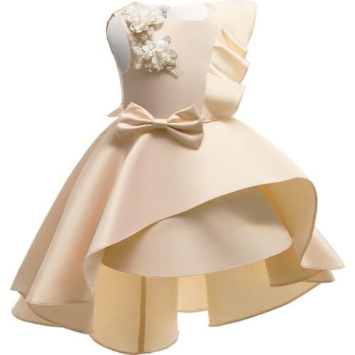 Pageant Dresses for Girls Appliques Flower Generous Elegant New Year Performance Banquet Formal Vestidos Clothing for Kids 2-10T