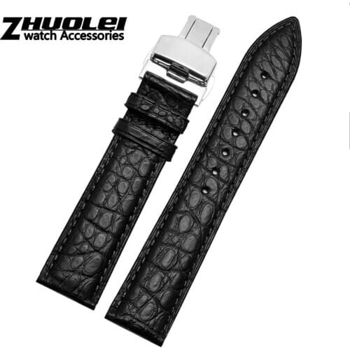 High quality Crocodile leather watchband for brand wristband 12 13 14 15 16 17 18 19 20 21 22 23 24mm straps with folding clasp