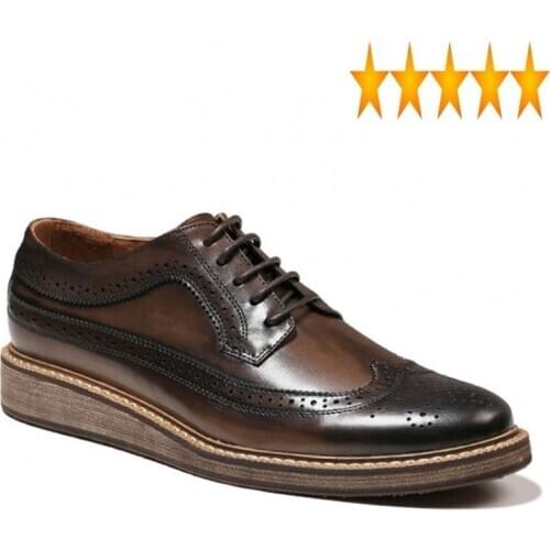 Luxury Italian Men Brogue Vintage Real Leather Carved Platform Handmade Wedding Business Casual Oxfords Dress Shoes