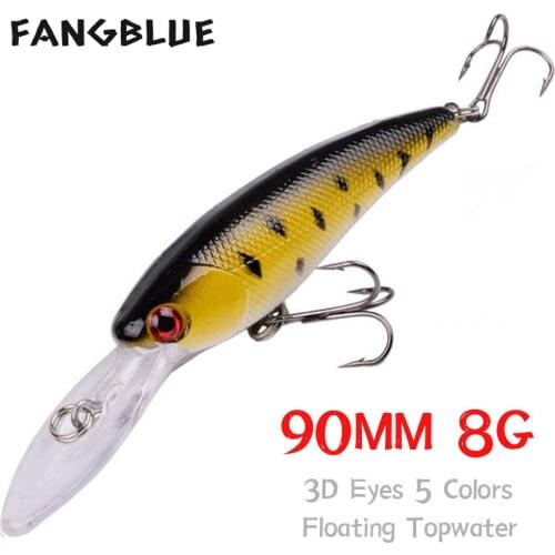 Minnow Fishing Lure 9cm 8g Wobblers Long Tongue Topwater Swimbait High Steel Hooks 5 Colors 0-2m Depth Carp Fishing Tackle
