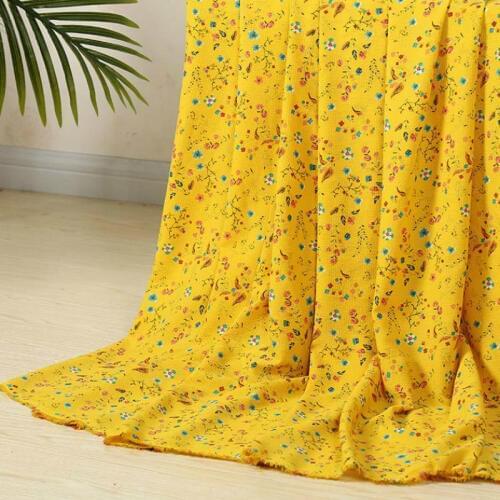 Chiffon Printed Dress Shirt Fabric Small Flower Crepe Paris Pearl Not See Through Thick Chiffon Fabric