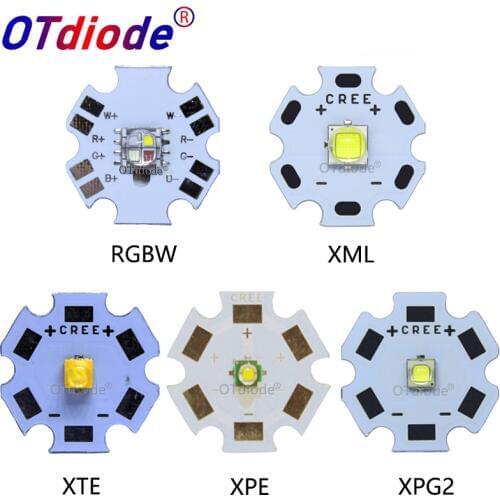 10PCS 3W 5W 10W CREE XML XPE XPG XTE LED Warm whtie, WHITE RGB High Power LED chip on 20mm PCB