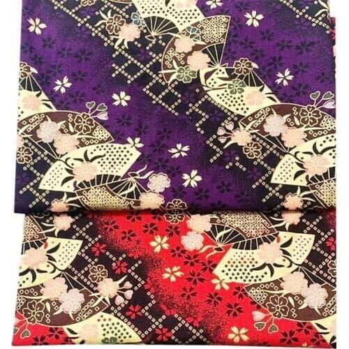 Purple Red Japanese Style Fabric,Bronzing Cotton Fabric Cloth For Sewing Kimono Dolls & Bags Needlework Patchwork