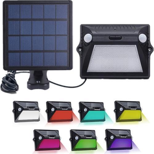 Solar Light Outdoor Dual PIR Motion Sensor Solar Powered Sensor Wall Lamp RGBW LED With 8ft Cable Waterproof Solar Garden Light