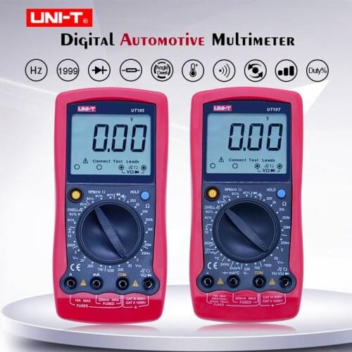 UNI-T UT105 UT107 Automobile Digital Multimeter;AC DC voltage DC current meter;Ohm Diode tester;Engine speed Measure Dwell/Tach