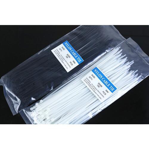 100pcs Nylon Cable Tie 3*200mm White/ Black Color Self-locking Plastic Wire Zip Tie