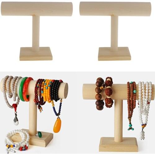 2 Pieces Wooden T-bar Bangle Watch Bracelet Jewellery DISPLAY STAND HOLDER