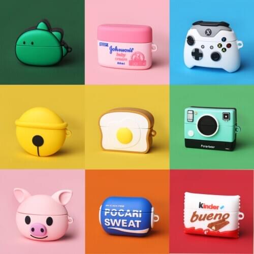 3D Earphone Case for Airpods Pro Case Silicone Cartoon Headphone/Earpods Cover for Apple Air Pods Pro 3 Case Keychain