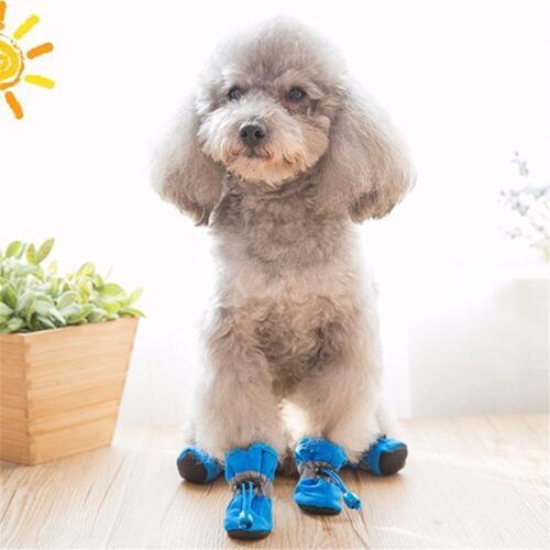 4pcs/set 7 Sizes Nylon Cotton Pet Dog Shoes Waterproof Non-slip Winter Dog Rain Snow Boots Footwear For Puppy Small Cats Dogs