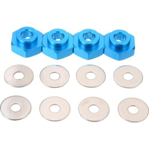 4Pcs/Set Blue Alloy 12mm To 17mm Hex Wheel Adapter Extension Washers For 1/10 1/8 RC Car Replacement Part
