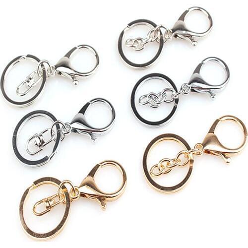5pcs/lot Key Ring Long Popular Classic 14 Colors Plated Lobster Clasp Key Hook Chain Jewelry Making for Keychain