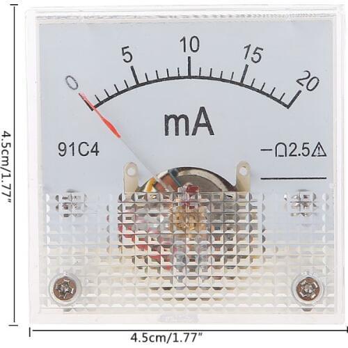 91C4 Ammeter DC Analog Current Meter Panel Mechanical Pointer Type 1/2/3/5/10/20/30/50/100/200/300/500mA A