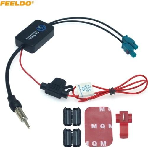FEELDO 12V Car Radio FM/AM Aerial Antenna Signal Booster Amplifier For Audi Volkswagen FAKRA II Connector Booster #6141