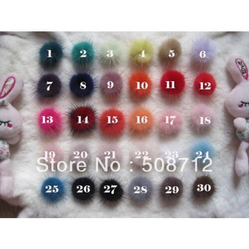 Free shipping!!!!1000pcs 30mm mixed color mink fur ball fit hair jewelry by DHL or EMS