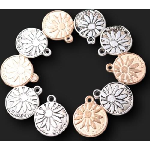 30pcs Two-color Cousin Tag Round Pendants Retro Bracelet Necklace Metal Accessories DIY Charms For Jewelry Craft Making 18*15mm