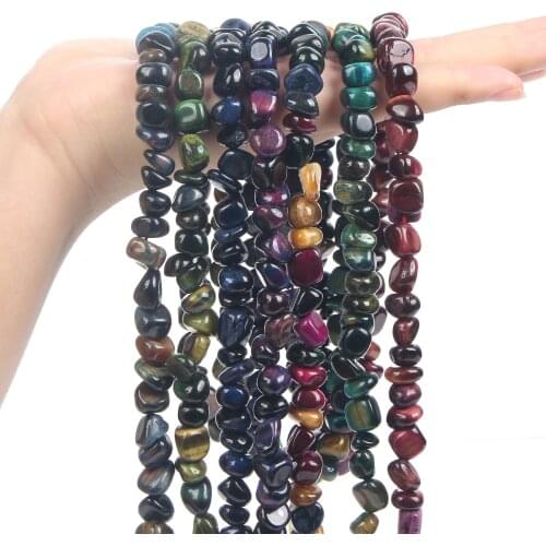 Irregular Shape Natural Tiger Eye Stone Beads Multicolor Freeform Chip Loose Spacer Beads For Jewelry Making DIY Bracelet 8-10MM