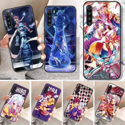No Game NO life Anime Phone Case For Xiaomi Redmi Note 7 8 9 10 7A 8T 9A 9T 9S 10S Pro black fashion coque pretty hoesjes trend
