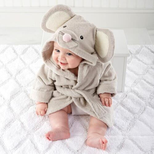 Flannel baby bathrobe new fashion childrens homewear little boys girls cute cartoon animail nightgown kids confortable clothes