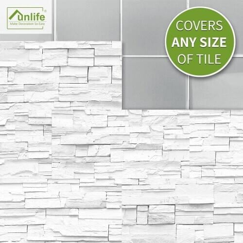 Funlife® White stone brick Tile Wall sticker Wallpaper Decorative Self-Adhesive Easy to Clean Bathroom Kitchen Backsplash Floor