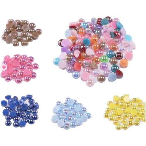 High Quality ABS Imitation Pearls Half Round Flatback Resin Pearl Glue On Rhinestones Beads Nail Art Crafts Diy Decoration