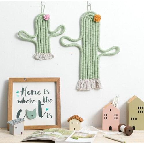 Nordic Cactus Hanging Decorations Handmade Macrame Weaving Plants Girls Boys Kids Room Wall Decor Home Nursery Party Ornament