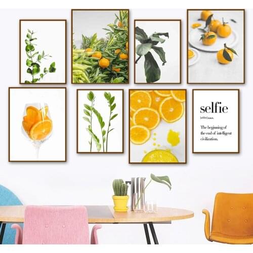 Oranges Fruit Garden Plant Leaf Cup Quote Wall Art Canvas Painting Nordic Posters And Prints Wall Pictures For Living Room Decor
