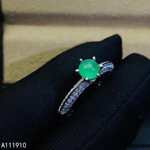 KJJEAXCMY fine jewelry 925 sterling silver inlaid natural emerald popular female ring support detection noble