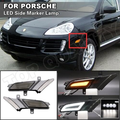 Smoked Switchback LED Side Marker Light Turn Signal Lamp For Porsche Cayenne 957 Gen 2007-2010 White Amber Running Position Lamp