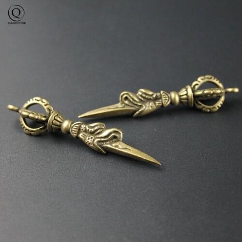 Copper Dragon Needle Key Rings Pendants Traditional Chinese Feng Shui Magic Pestle Lucky Car Key Chain Pendant Charms Trinket