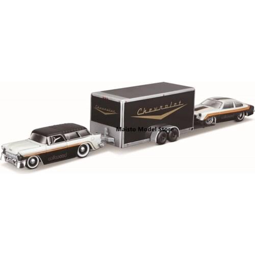 Maisto 1:64 1955 Chevrolet Nomad / Car Trailer 1971 Design elite transport die-cast precision model car Model collection gift