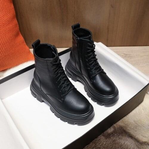 Fashion Genuine Leather White Womens Boots Winter Plush Warm Cotton Boots New Thick Bottom Comfortable Casual Boots