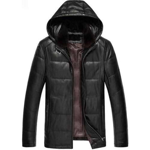 Genuine Leather Sheepskin Duck Down Autumn Winter Jacket Men Plus Size Coat Chaqueta Hombre JLK15726MY1203