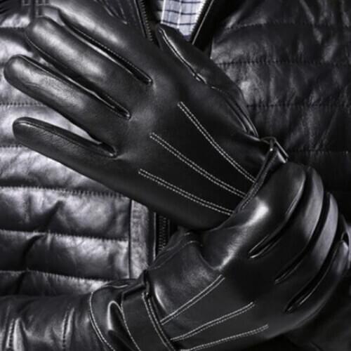 Touch Screen Leather Gloves Mens Upgrade Leather Gloves Touch Screen Sheepskin Mens Leather Gloves Seven-character Mens