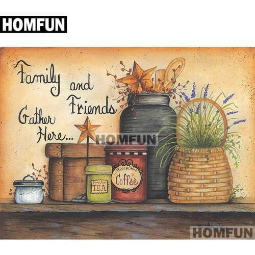 HOMFUN Full Square/Round Drill 5D DIY Diamond Painting "Flower & jar" Embroidery Cross Stitch 5D Home Decor Gift A01794