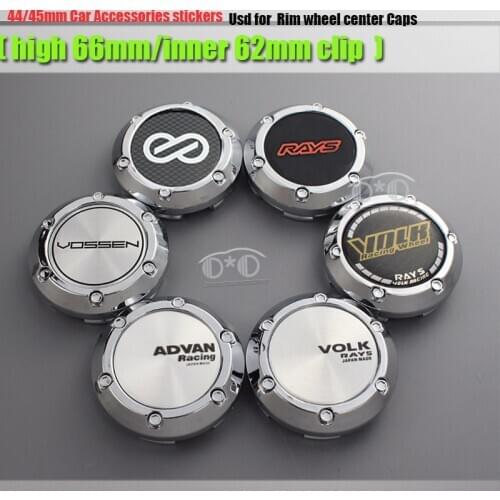 66mm 45mm 4pcs /set Decals Labels for Vossen Enkei Advan Racing Volk Rays Racing Wheel Center Hub Caps Auto Car Styling Emblem