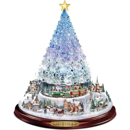 Christmas Tree Rotating Train Windows Paste Stickers PVC Waterproof Door Mural Decals Christmas Decorations For Home